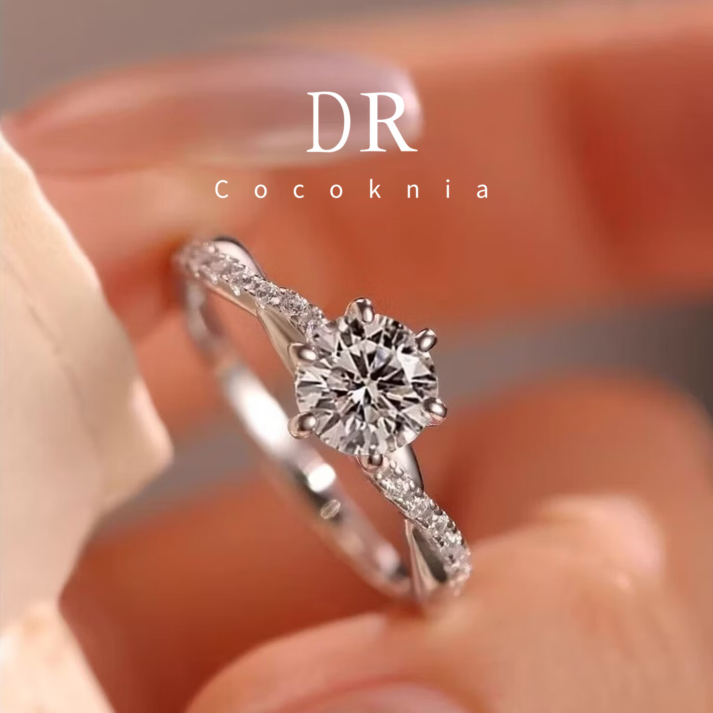 Dr Cocoknia Cultivated Diamond Ring Artificial Diamond Proposal Wedding One Carat Women's Diamond Ring