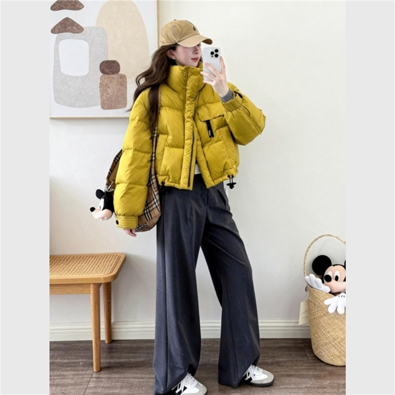 In Stock! Yellow Short down Jacket for Women, Winter Puffer Coat, Unique and Beautiful Cotton-Padded Jacket, Super Stylish Winter Outerwear