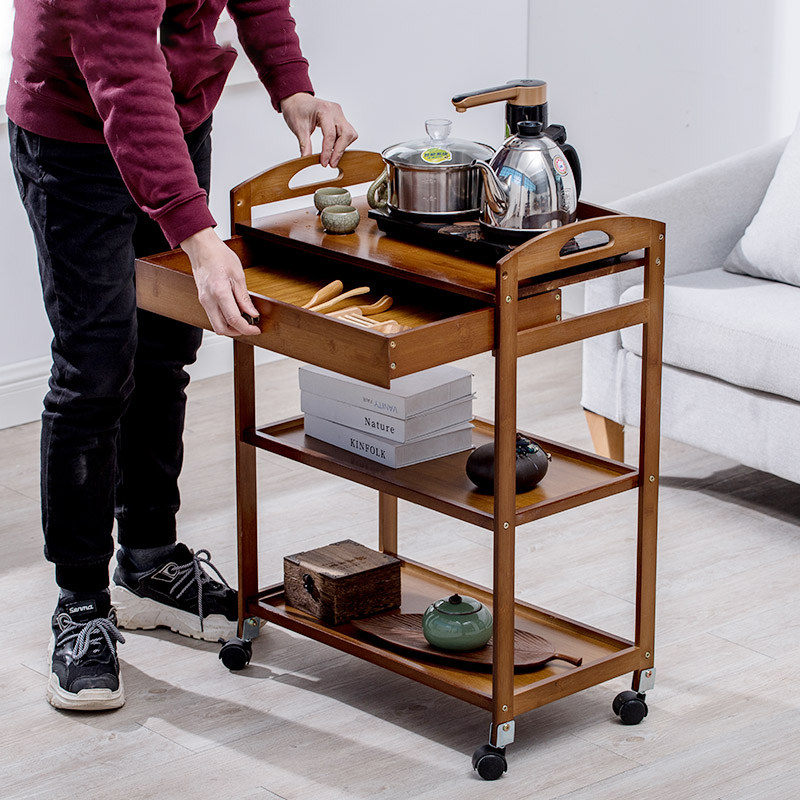 Floor-to-ceiling multi-layer trolley rack kitchen rack movable dormitory sundries storage rack snack rack