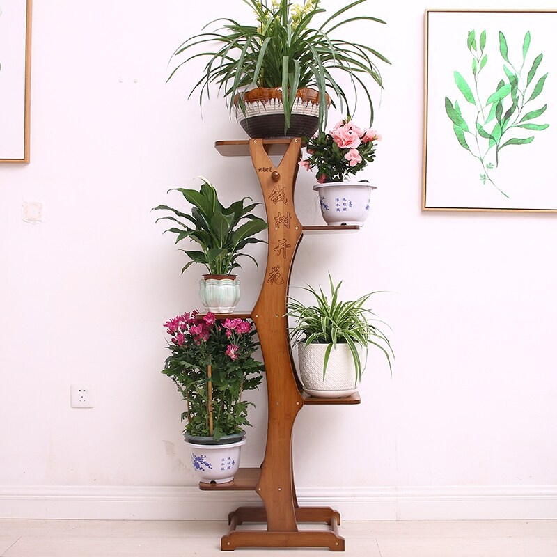 Living room flower rack rack balcony multi-layer floor solid wood succulent creative modern minimalist indoor gold Ge flower pot rack