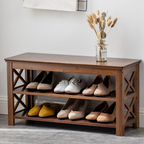 Solid wood changing shoe stool household door can be in shoe cabinet in one shoe stool into the door bench creative bedstool bench