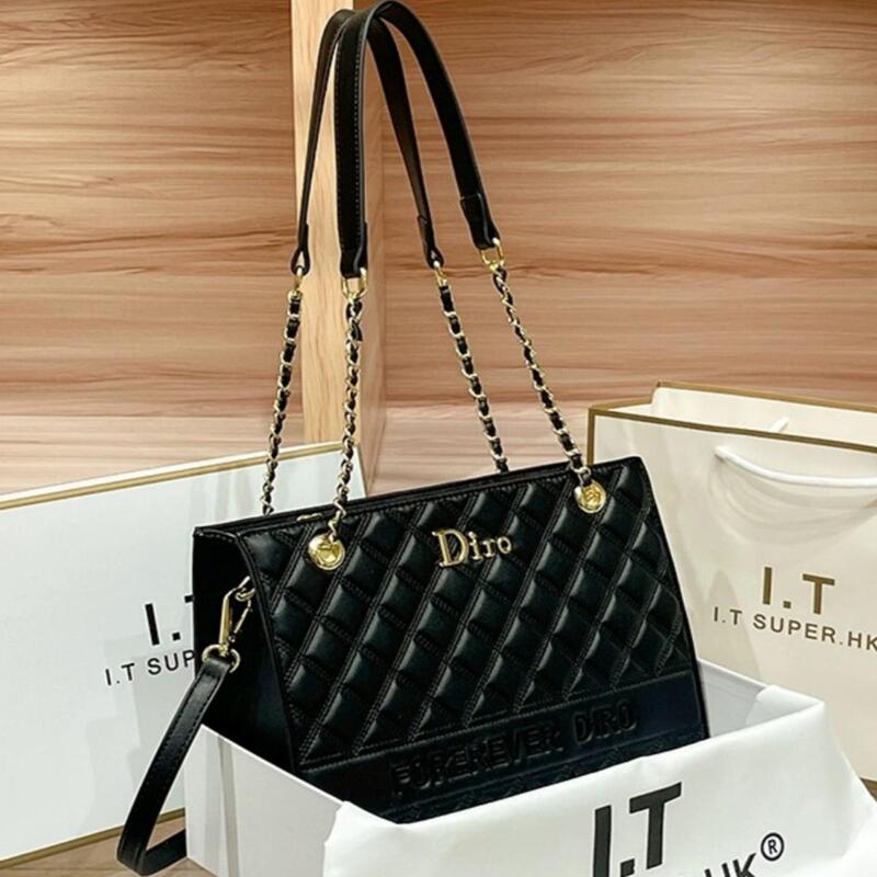 Big Brand Genuine Leather Women's Bag 2026 New Trendy Large-Capacity Tote Bag Luxury Quilted Chain Bag Commuter Shoulder Bag