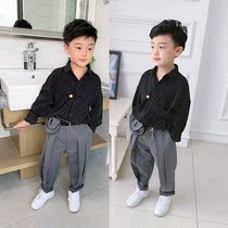Boys spring suits 2021 new 3456-year-old childrens foreign style shirts cool childrens handsome two-piece trend autumn