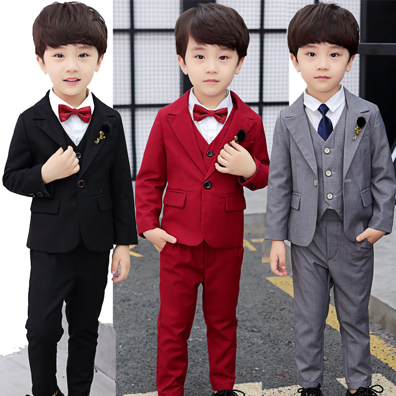 2 boys suit suit autumn and winter British 3-year-old children plus velvet suit handsome wedding 4 baby 5 flower girl dress tide