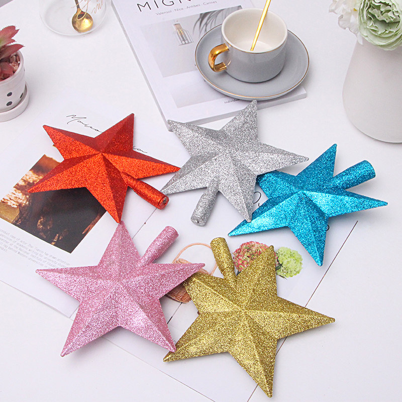 Christmas Tree Top Star Christmas Tree Pendant 20cm Pentagram Gold Solid Tree Top Stars Christmas Decorations