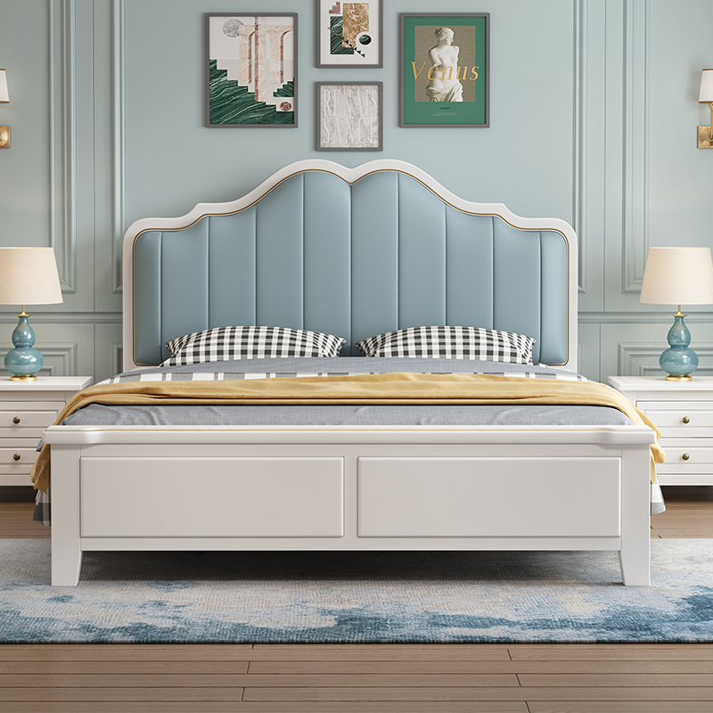 American solid wood bed 1 5 1 8 m double bed modern minimal master bed premium bed economy type