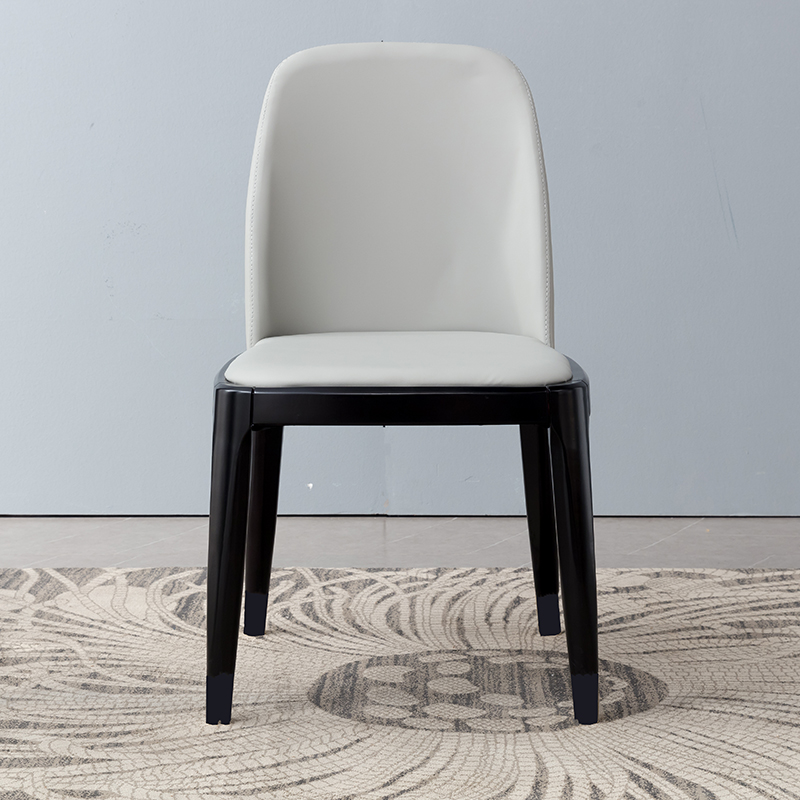 Italian light luxury solid wood dining chair home modern simple Nordic ins net red café chair leather stool