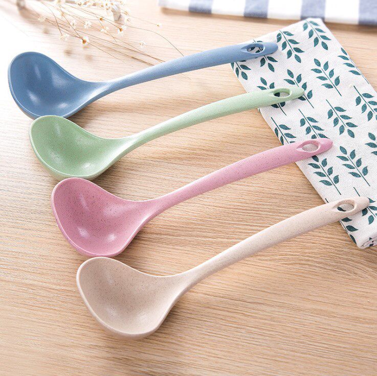 Long handle soup spoon Home Shengbronzed large spoon wheat straw Kitchen Sheng Porridge with Soup Porridge Hot Pot Spoon