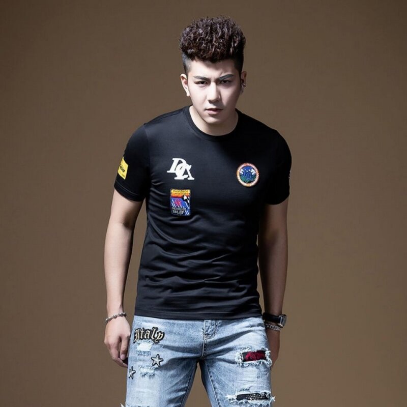 Europe station Japanese summer fashion brand short-sleeved trim top youth ins men's short-sleeved T-shirt trend print pattern