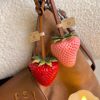[A Big Strawberry]Resin 3D Sweet Car Keychain Decoration Gift for Couples and Best Friends