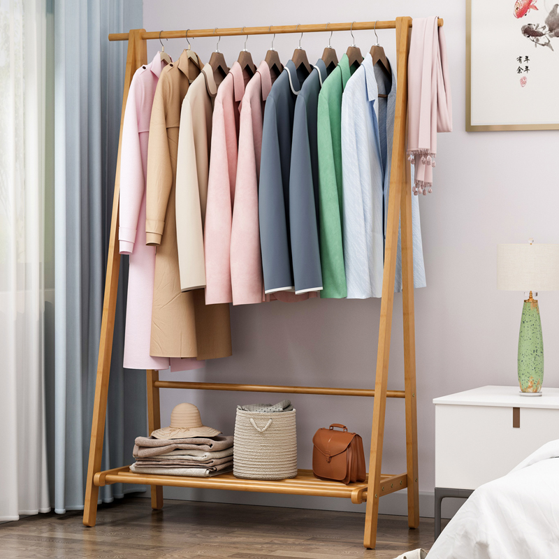Clothes hat rack solid wood floor bedroom Easy hanging clothes hanger Home floor clothes hanger minimalist modern clothes rack clotheshorse