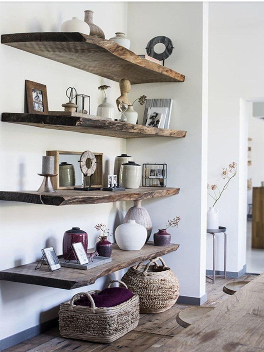 Wall shelf bookshelf TV cabinet Kitchen Lined solid wood separator Original Ecology for old log separator Customized