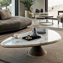 Italian light luxury marble coffee table simple modern living room oval retro creative stainless steel designer furniture