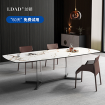 LDAD Italian minimalist imported slate dining table Nordic minimalist rectangular marble creative tempered glass dining table