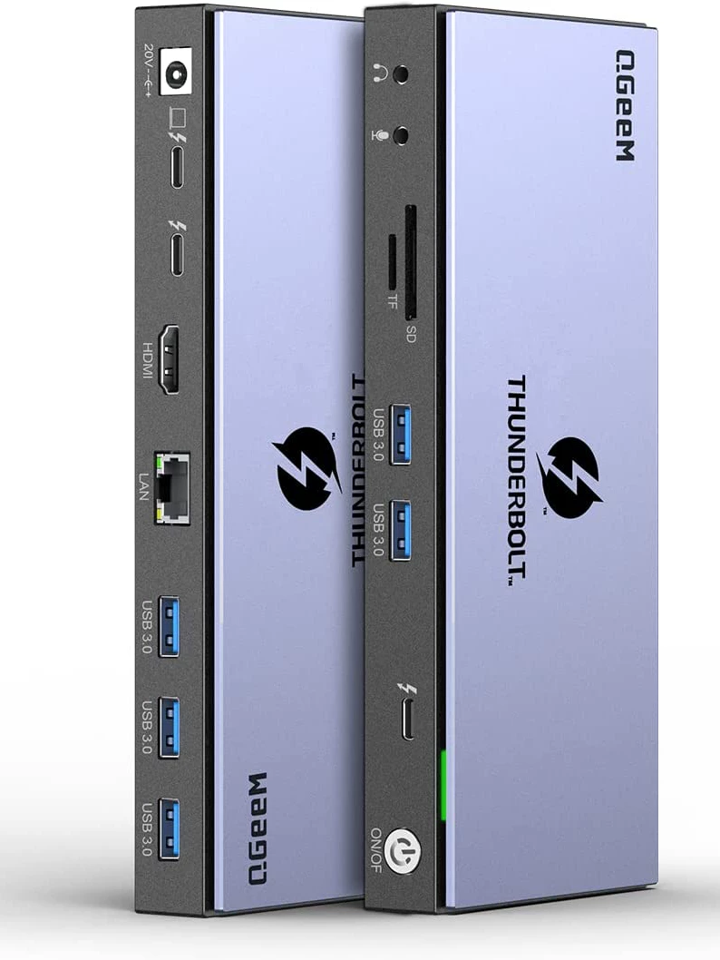 Thunderbolt Thunderbolt4 Расширение Qgeem 15 -ин -Универсальный USB C Дислатинист двойной дисплей 4K или одиночный 8K HDMI HD вывод видео совместимо ноутбуку