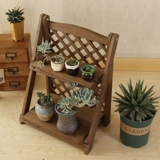 Два -слойная мини -сплошная древесина маленькая цветочная полка, сочный настольный эркуальный окно, многослойные столы на столешнике на полке балкона