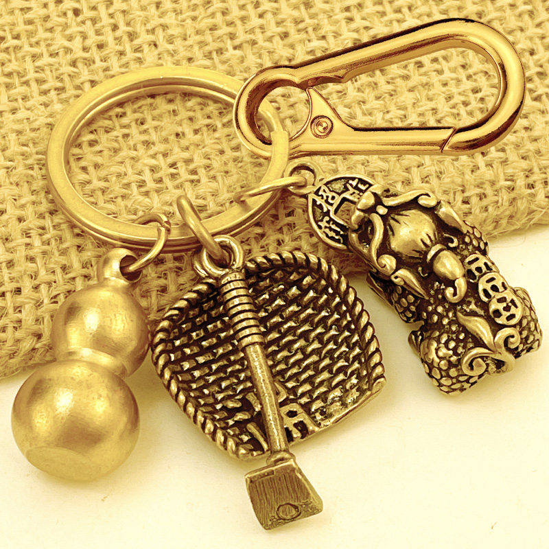 Brass Strokes of the Treasure Leopard Leopard Duozodiac Key Button Creative Forwarding Gourd Hanging Accessories Individuality Car Chain Accessories