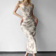 KINGGIRL ສີນ້ຳມັນ retro ດອກກຸຫຼາບຕາຫນ່າງ suspender dress pure lust floral temperament hip-covering drape long skirt