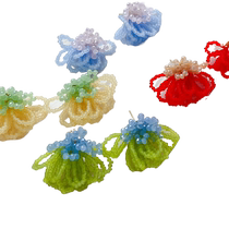 Fairy flowers beautiful contrasting color beaded earrings exquisite crystal earrings sweet ear clips travel hairpin accessories