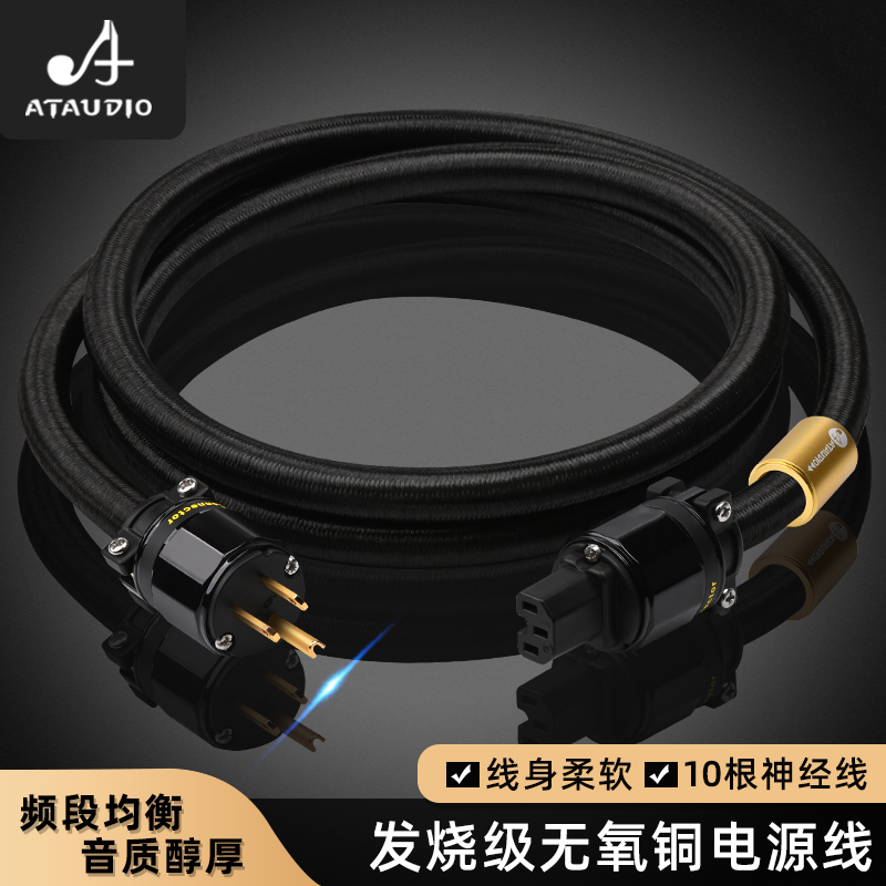 Ataudio Wolf King Audiophile-Grade Power Cable 2/3 Core National/Us Standard Hifi Oxygen-Free Copper Tube Amplifier Connection Cable