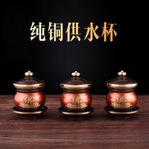 Brass water supply cup for Buddha cup home Buddha Guanyin cup Guan Gong God of Wealth cup wine cup holy water cup earth god cup
