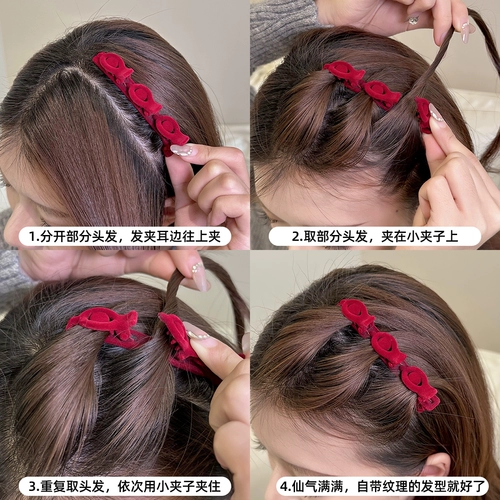 Заколка для волос, челка, красные шпильки для волос для принцессы, заколка-крабик, аксессуар для волос