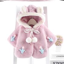 Autumn and winter thickened baby newborn infant windproof poncho shawl coat outdoor windproof baby small cloak