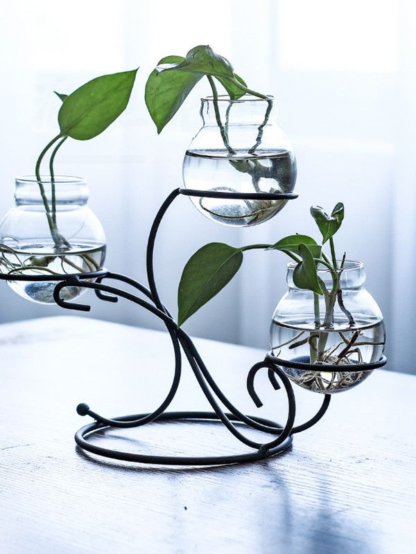 Ceramic Home Water Bacon Pendulum Pieces Table Glass Iron Frame Vases Balcony Adornment Indoor Little Frescoed Creative Floral