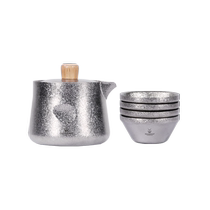 银蚁纯钛泡茶器户外旅行便携钛茶具套装露营快客杯双层防烫泡茶杯