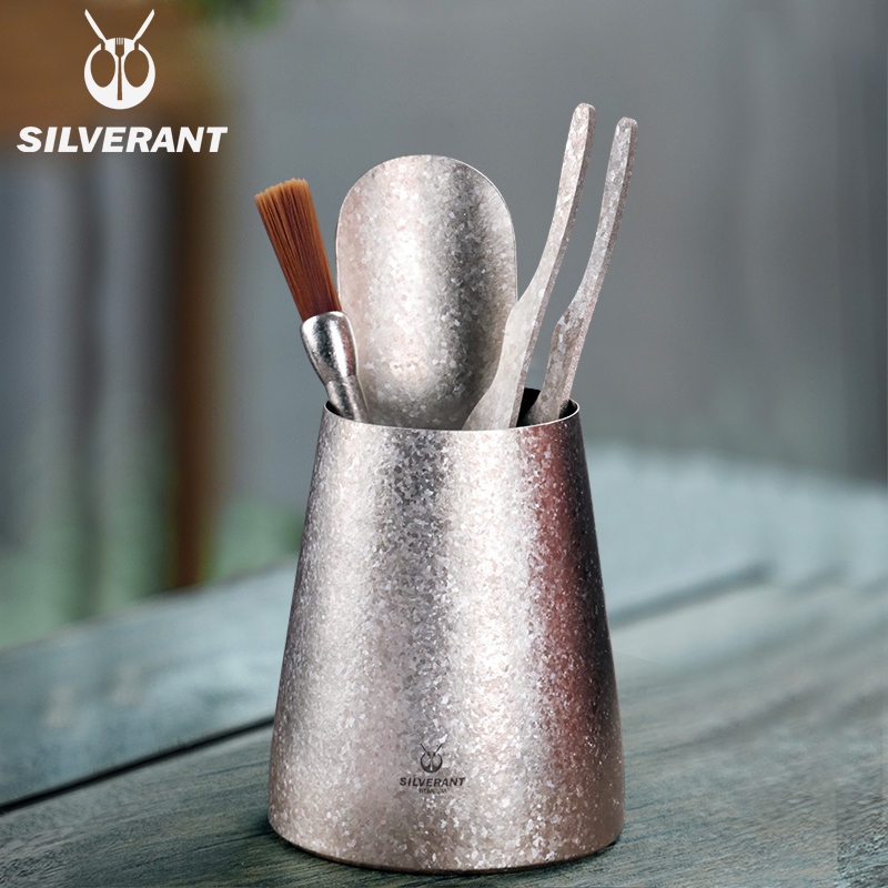 SILVERANT Silver Ants Pure Titanium Tea Road Six Gentlemen Tea Road Suit Tea Tea Tool Titanium Tea Needle Tea Clip Tea Brush Spoon