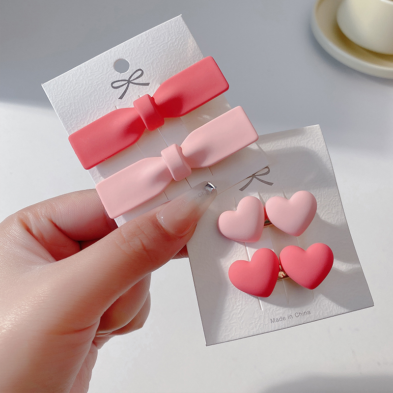 images 12:Pink hairpin 2023 new little hair card side Liu Hai clip cute side love duck mouth clip headdress