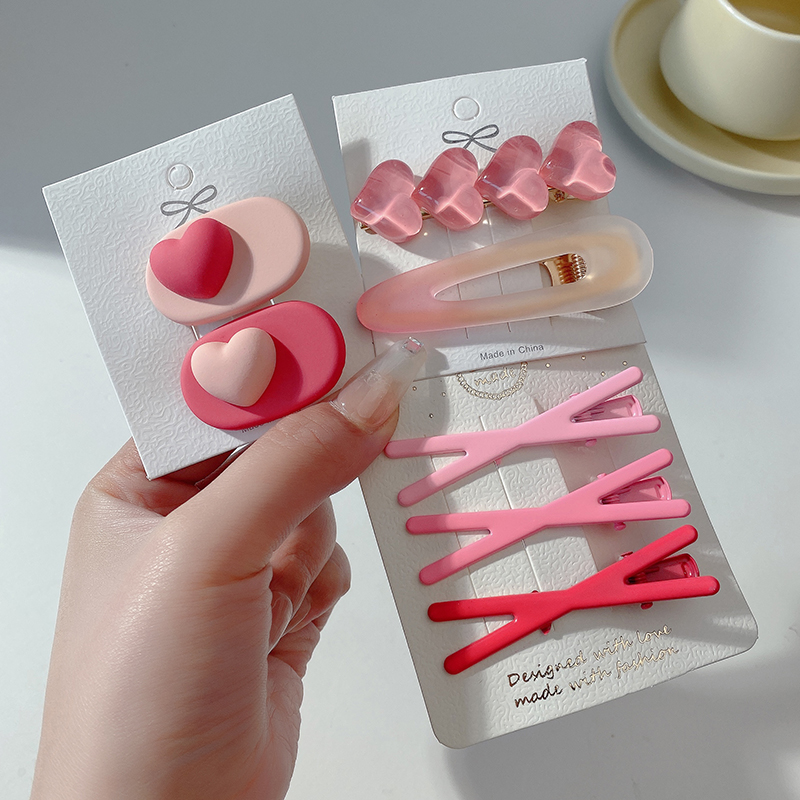 images 23:Pink hairpin 2023 new little hair card side Liu Hai clip cute side love duck mouth clip headdress