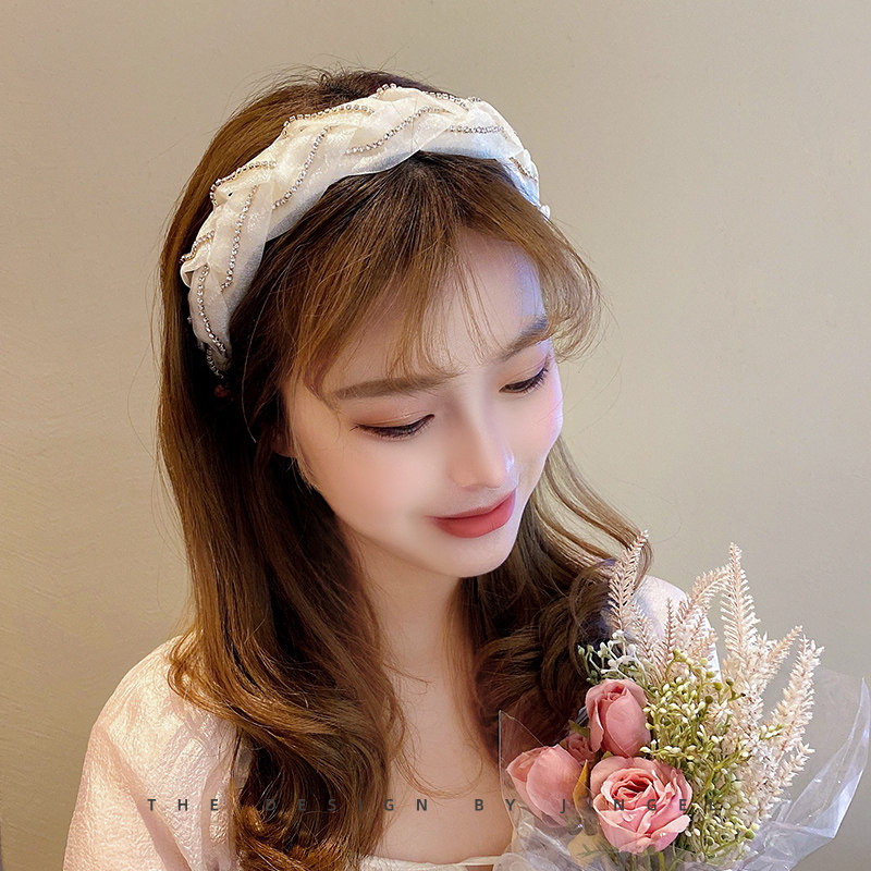 Korean Organza Headband for Women, 2025 New Summer High Cranial Headband, High-End Hairpin Headwear