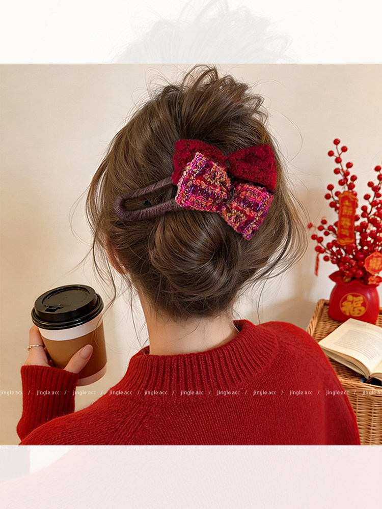 New Year Hair Accessories Red Duckbill Hair Clip for Women 2026 New Style Updo Claw Clip Back of Head Hairpin New Year Headwear