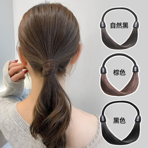 Wig hair ring headline New 2022 folk tendon girl hair ponytail hair rope girl adult leather headdress