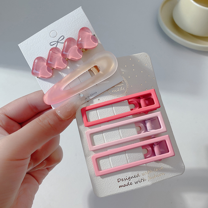 images 15:Pink hairpin 2023 new little hair card side Liu Hai clip cute side love duck mouth clip headdress