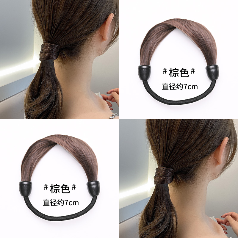 images 4:Wig hair ring headline New 2022 folk tendon girl hair ponytail hair rope girl adult leather headdress