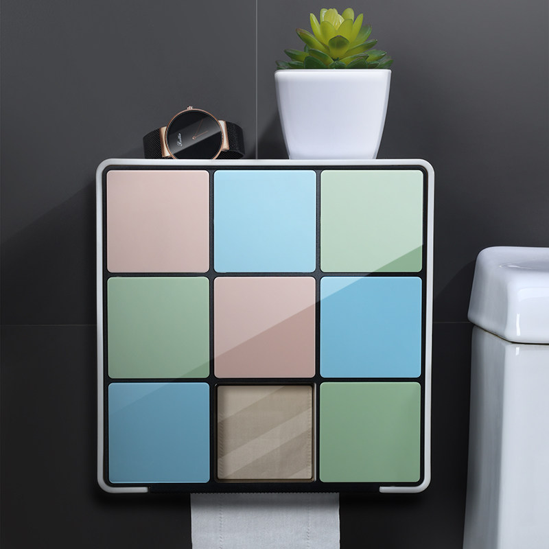 Cosmetic room tissue box toilet removable toilet paper toilet paper rack non-perforated waterproof wall-mounted toilet paper roll toilet paper box