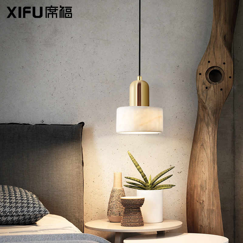 Nordic bedroom bedside small chandelier modern minimalist light luxury restaurant bar long line net red marble bay window lamps