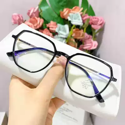 TR90 transparent retro myopia mirror frame for men and women with full frame large round frame round frame glasses frame anti-blue light flat mirror
