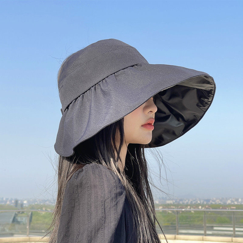 Evidison Free Big Brim Fisherman Hat Women's Sunscreen Summer Thin Section Covering Face Vinyl Empty UV Protection - Taobao