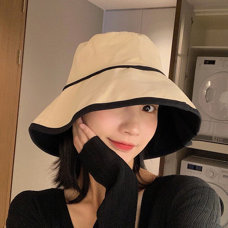 Evidison Free summer fisherman hat women's all-match Korean version of the sunshade large eaves casual sunscreen face small basin hat
