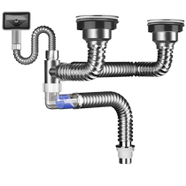 Kitchen sink drain pipe stainless steel deodorant double sink old-fashioned drain accessories complete set
