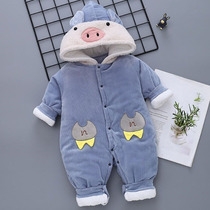 Winter cotton baby jumpsuit autumn and winter baby cotton-padded baby climbing clothes super cute coat outside clothes
