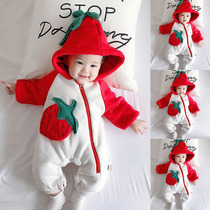 Female baby conjoined clothes male baby autumn and winter clothes new year newborn red cute foreign style outside suit outside clothes