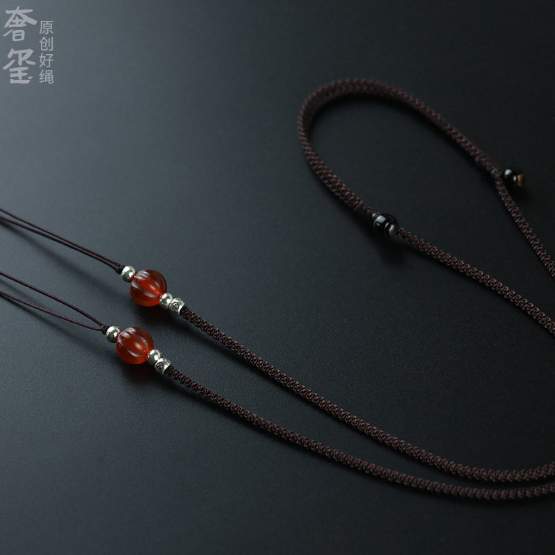 Sky beads cross the rope Lock Bones Chain Sub men and women Pendant Pendant hanging neck Hand Woven South Red Honey Wax Pure Silver Necklace Rope
