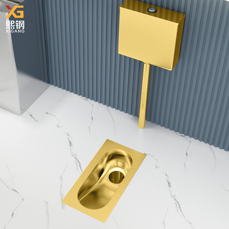 Xie Steel stainless steel gold luxury squat toilet hidden into wall dark induction water tank embedded squat squat