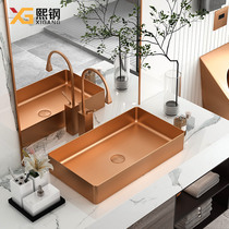 Xi steel rose gold rectangular stainless steel bench basin light and luxurious wind wash basin single basin Home Balcony Washbasin