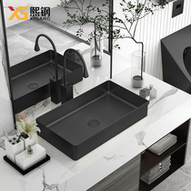 Xi Steel Nordic Black Stainless Steel Table Basin Washbasin Folk Sleeping Outdoor Balcony Washbasin Artistic Basin of the basin