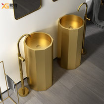 Xi steel golden stainless steel column basin Nordic black integrated column style washbasin home bar washbasin